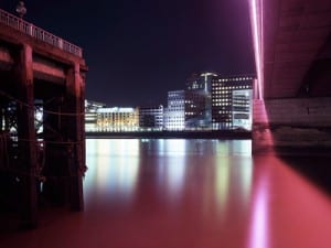 William Eckersley, View across the river under pink light, EC4