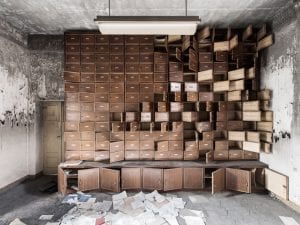 Reginald Van de Velde, Italy, 2015. From the series Place of no Return. A ling cabinet inside a former asylum in Italy.