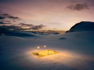 Thomas Wrede, <em>Football Pitch</em>, 2008. 95cm x 120cm / 140cm x 180cm. From the series Real Landscapes.
