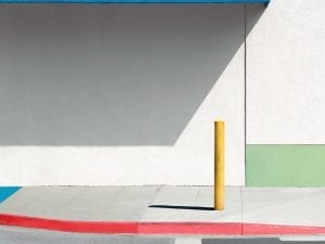 George Byrne, <i>Blue Awning with Yellow,</i> 2017.